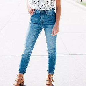 KanCan Signature Distressed Mom Fit Stretch Cuffed Jeans